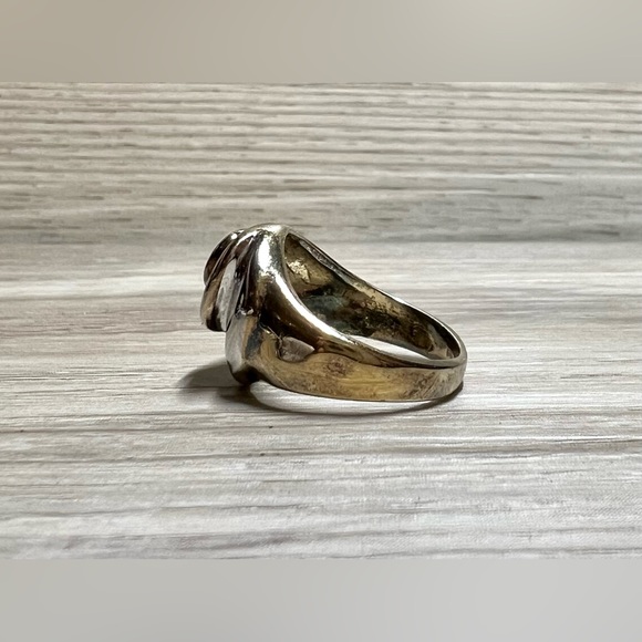 Vintage Designer Signed IBB Two Tone Sterling Silver Dome Ring, Size 6.5, 4.8g - Picture 2 of 11